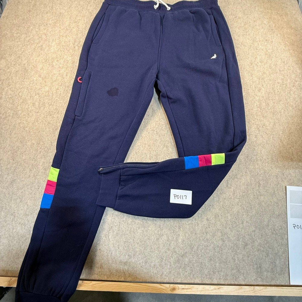 Staple Pigeon Mens Navy Blue Colorblock Jogger Sweatpants XL Pigeon Logo Zipper